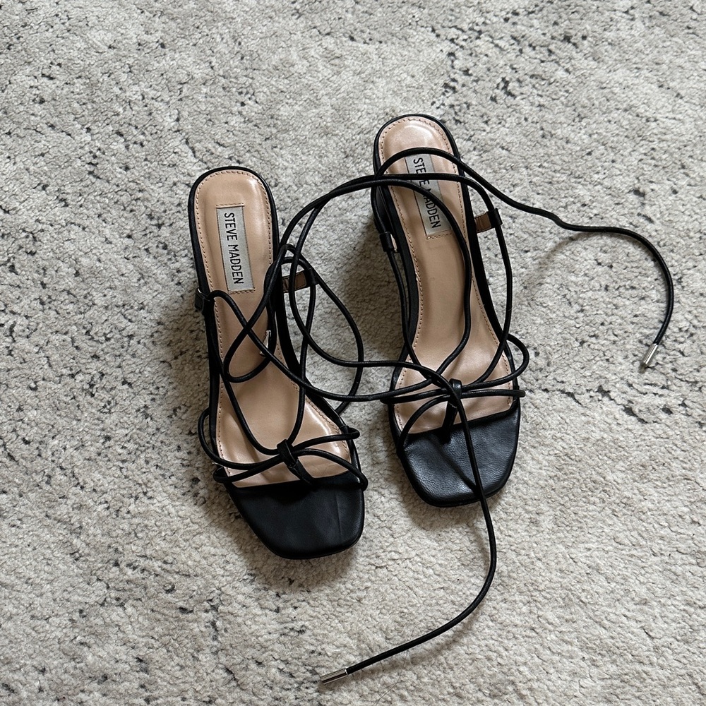 Steve Madden Black Lace-Up Heels